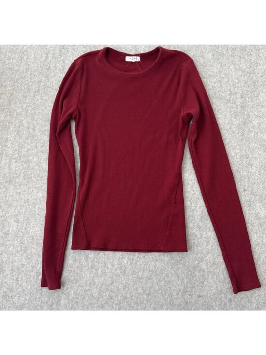Rag and Bone Long Sleeve Top Womens Medium Pima Cotton Ribbed Knit Crewneck - Picture 2 of 9